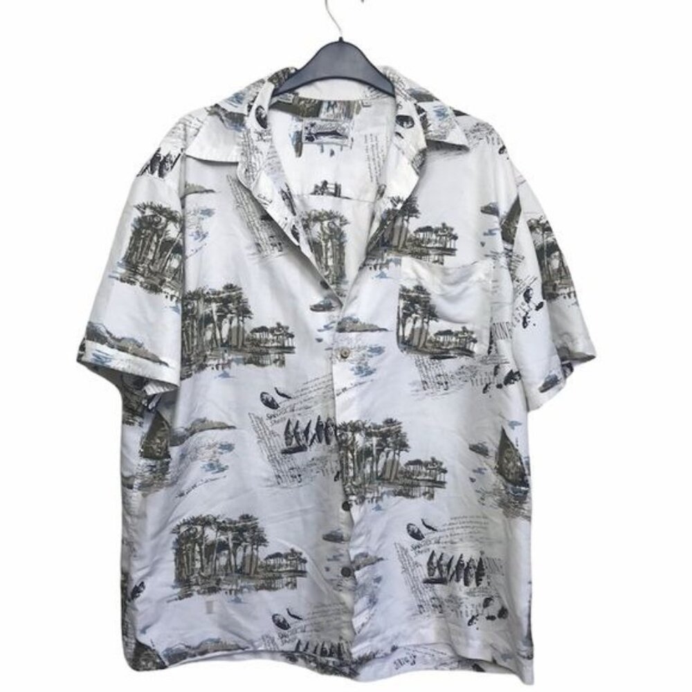 Vintage Milano Bay Men's Shirt Tropical Hawaiian Collared Button Down Beachy‎